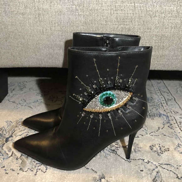 Kurt Geiger Women's Belgravia Pointed Toe Evil Eye High Heel Ankle Boots - Picture 2 of 8